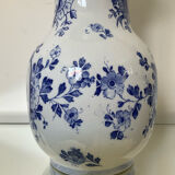 Large antique Delft blue and white porcelain vase signed