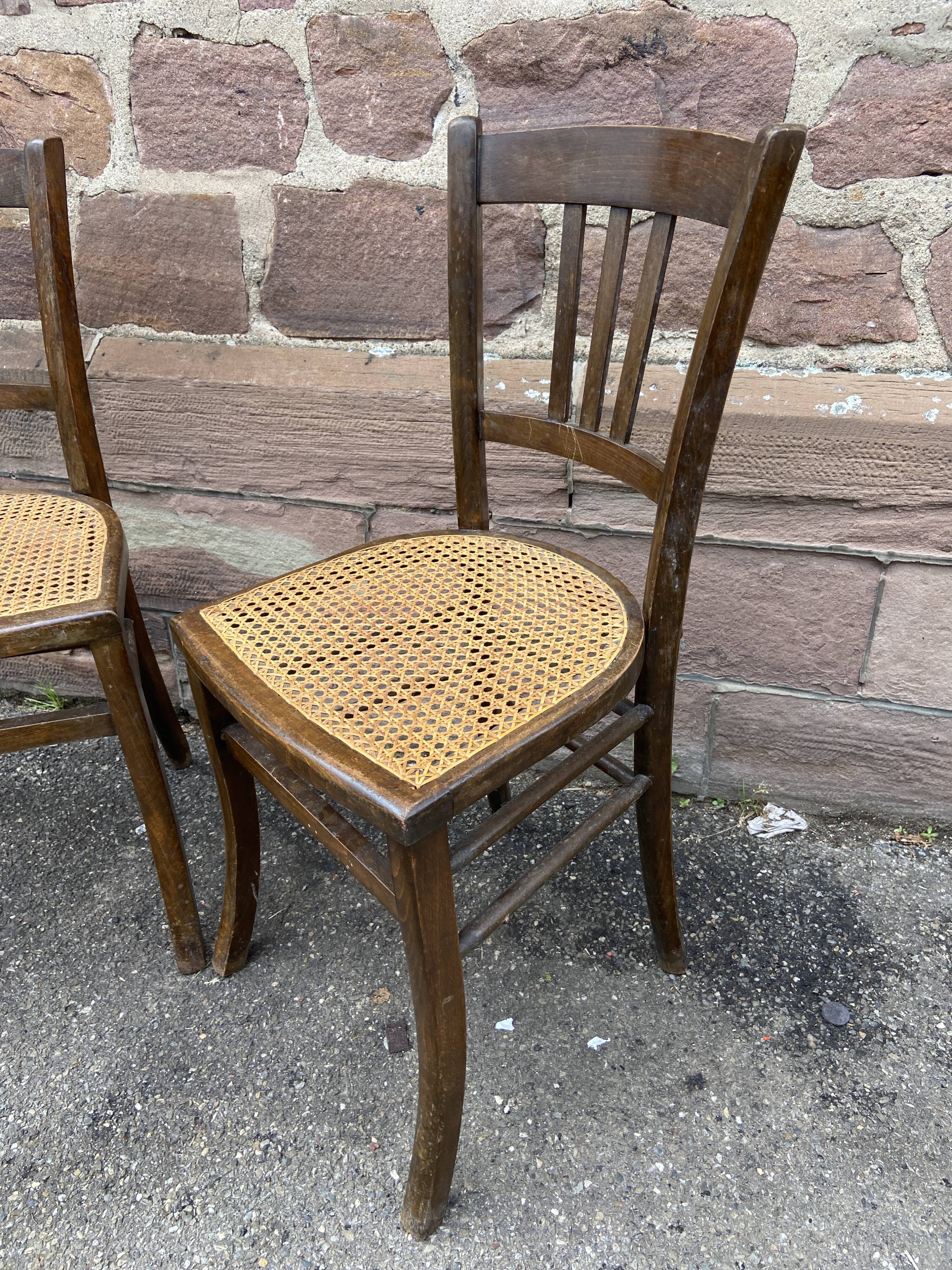 Pair of vintage peasant bistro chairs 1930