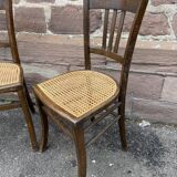 Pair of vintage peasant bistro chairs 1930