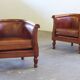 Set of vintage club chairs in leather, 1920s