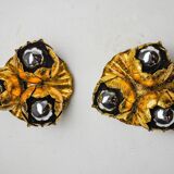 Pair of “flower” wall lights by Ferro Arte, Spain, 1960