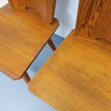 Set of 4 vintage brutalist wooden chairs from the 60s
