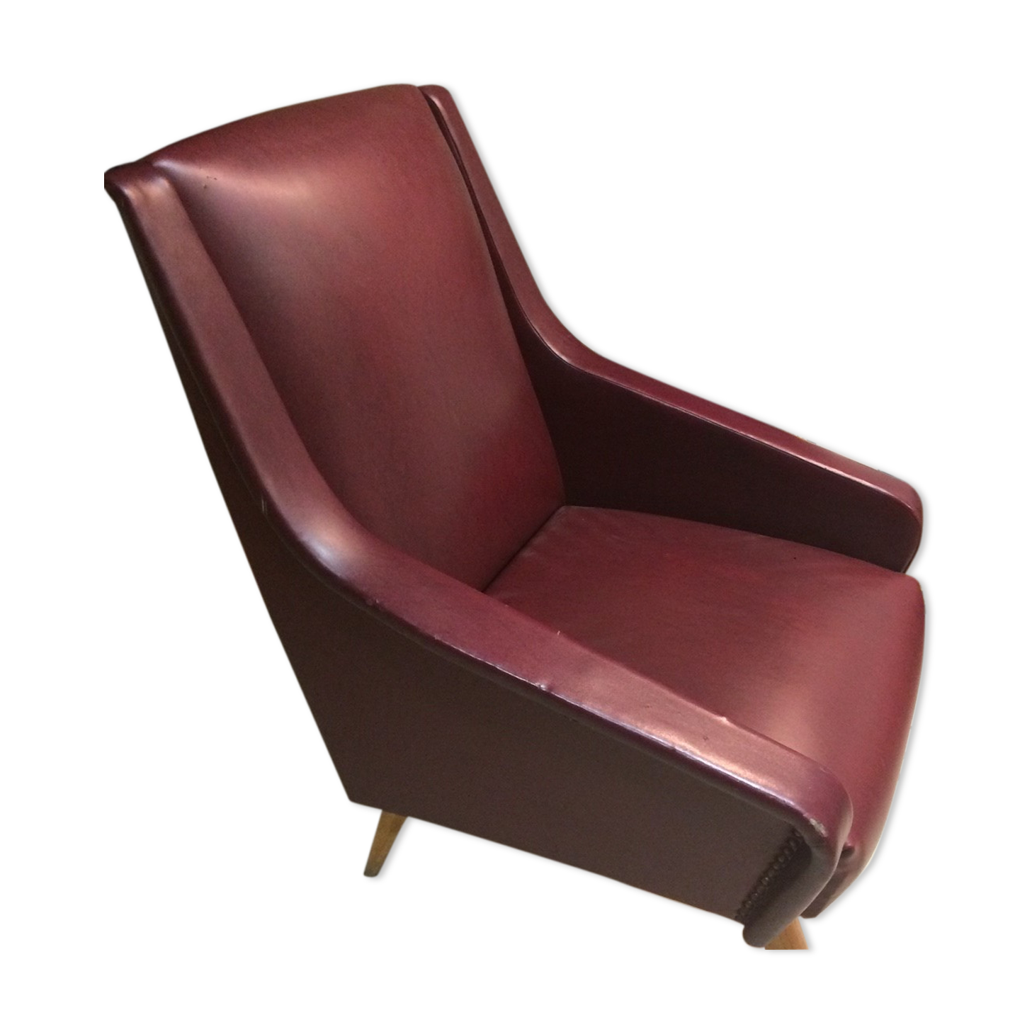 Armchair style 50's in bordeaux skaî
