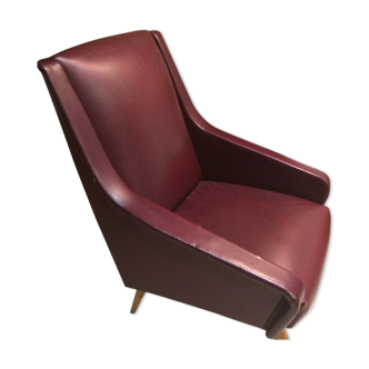 Armchair style 50's in bordeaux skaî