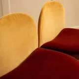 2 wooden and velvet chairs