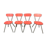 Lot de 4 chaises en formica et pieds compas