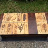 Table basse en céramique aux herbiers de style Roger Capron