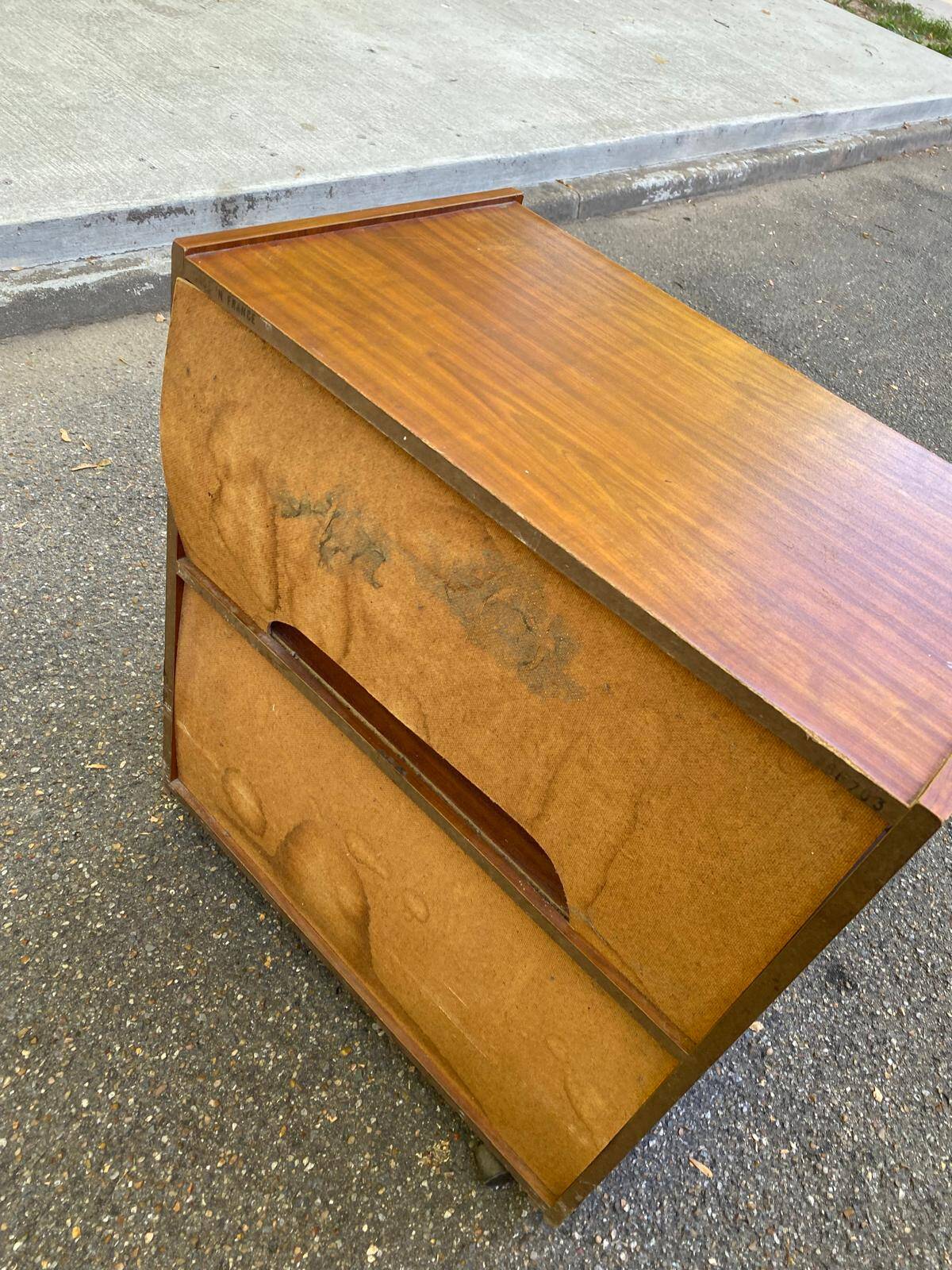 Vintage TV/Hi-Fi Unit on Wheels in Walnut Style, made in France 1970.