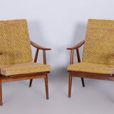 Pair of Mid-Century Beech Armchairs Made By ÚLUV, Revived Polish, Czechia, 1960s