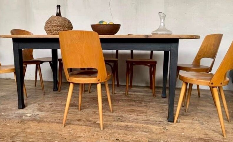 Solid wooden farm table length 204 cm