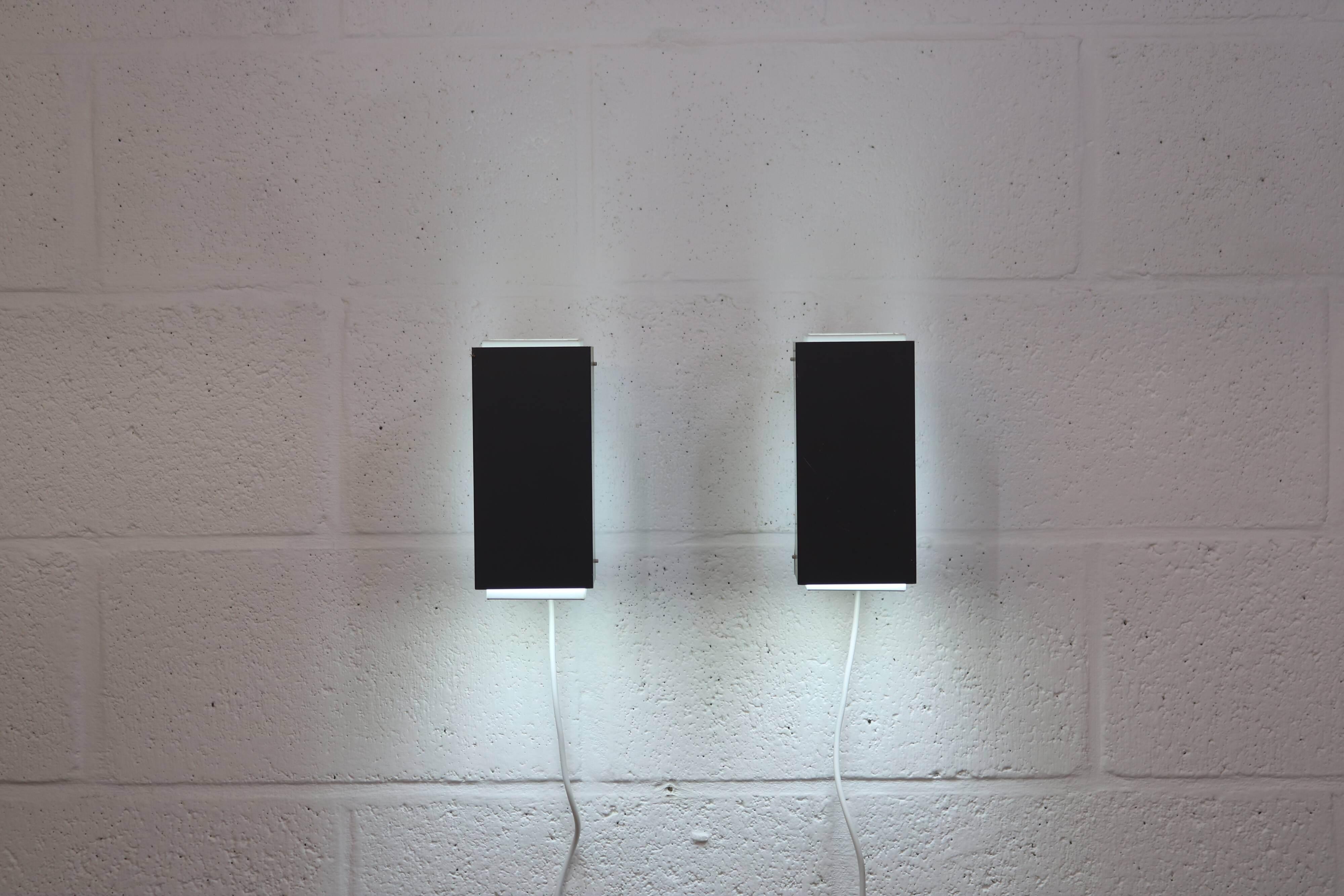 Pair of grey and white wall sconces by Preben Dahl for H. F. Belysning, 1960s