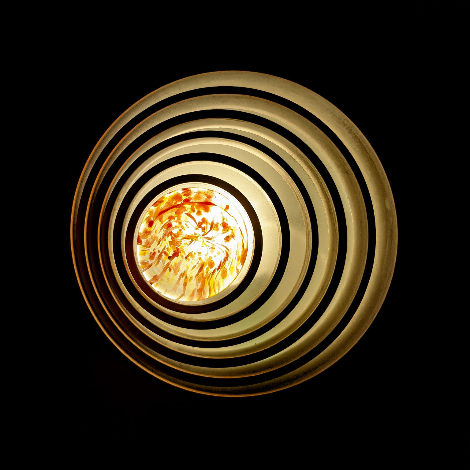 Pair of metal, resin and glass wall lights by Angelo Brotto, circa 1970