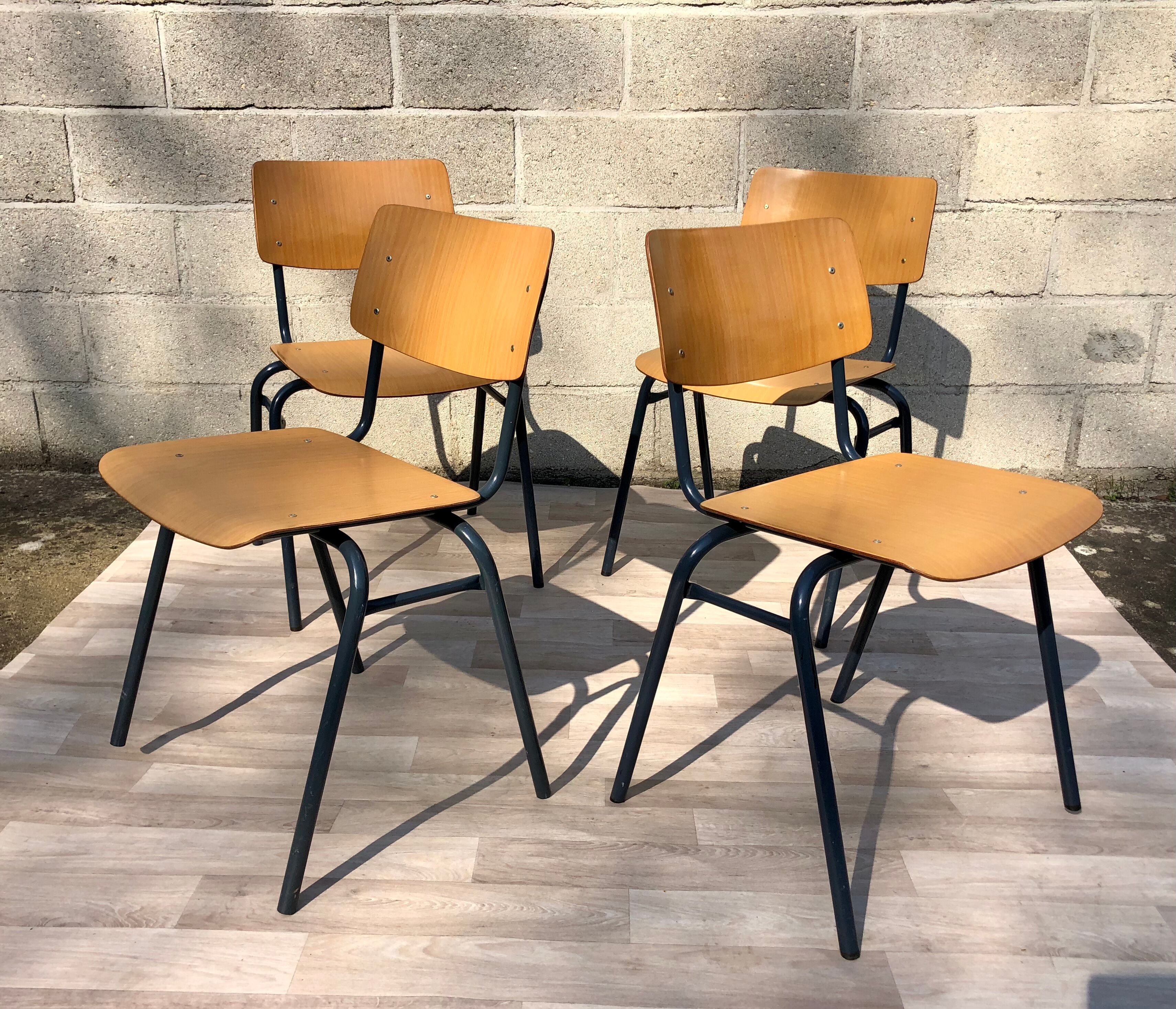 Lot de 4 chaises vintage Arhend Hollande