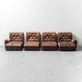Canapé modulable 4 places en velours 1970 vintage modernisme