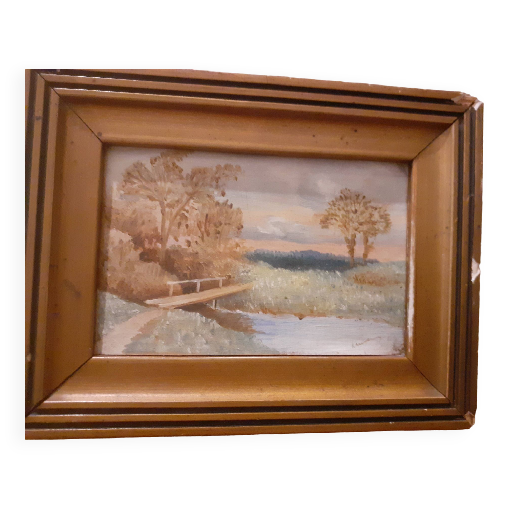 Miniature oil painting 8/3 frame 18.7/14.3 cm