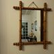Antique turned wooden mirror in bamboo style, late 19th century A117