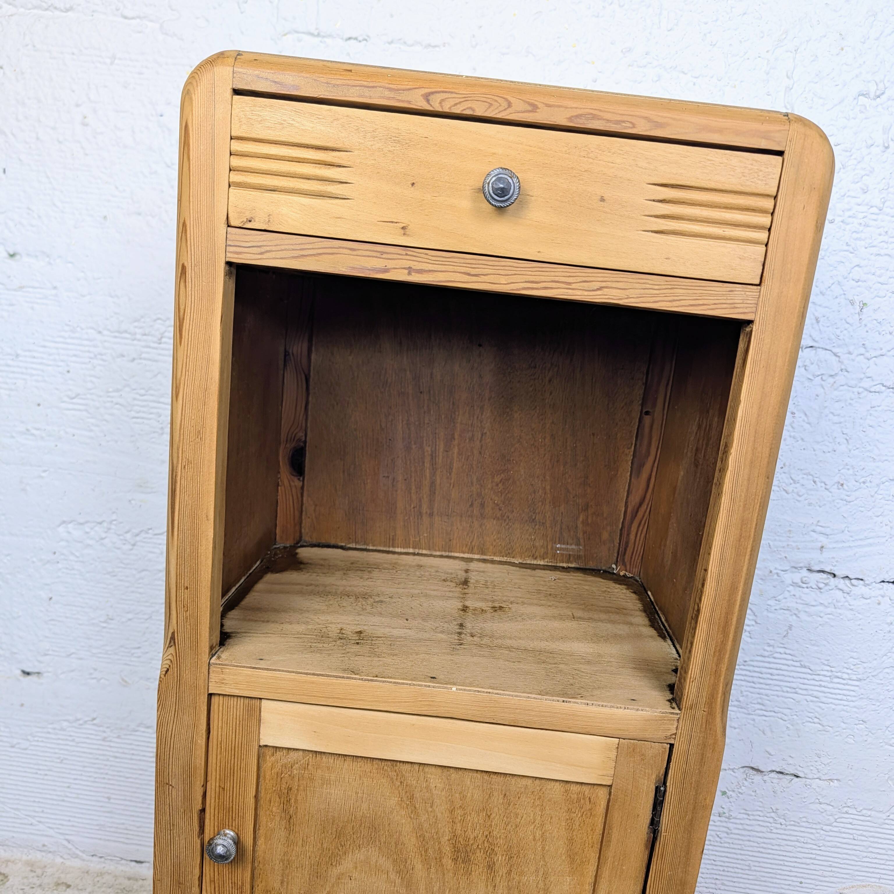 Art Deco bedside table in pine