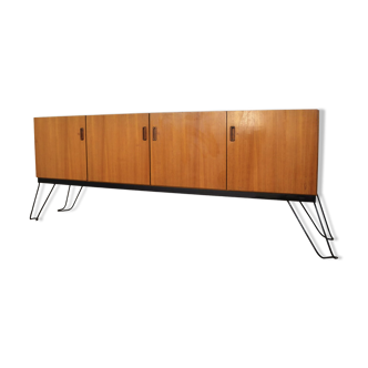 Scandinavian teak sideboard with metal legs