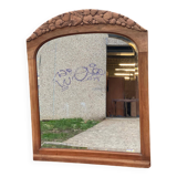 Art Deco mirror in carved arch renovated in solid raw oak wood