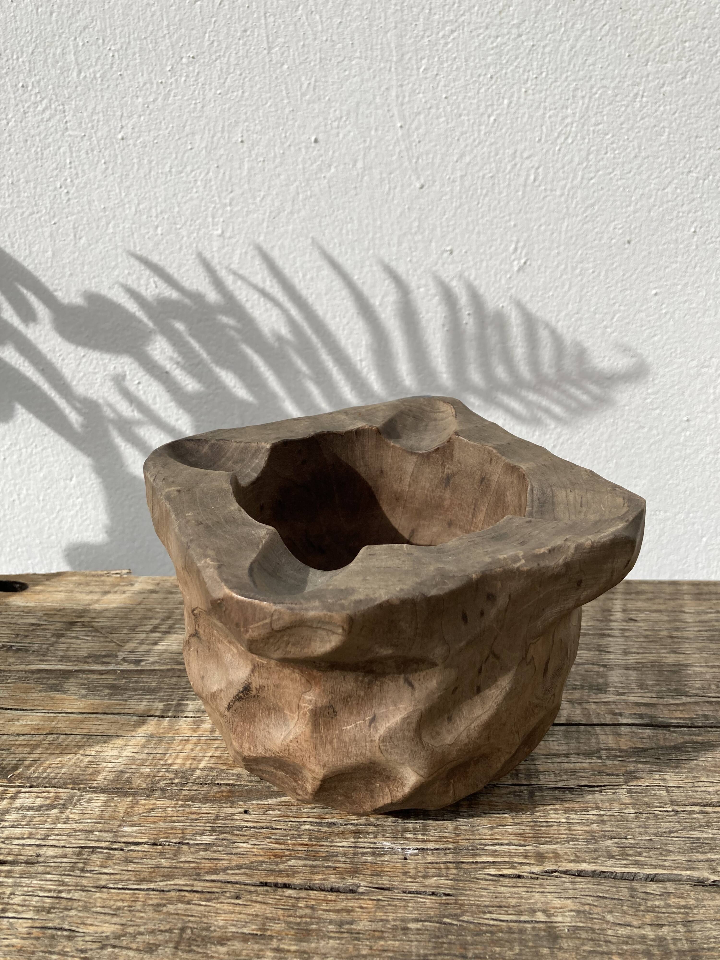 Wooden ashtray from the 1970s vintage brutalist style