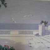 Giorgio Zuppini, Terrace by the Sea with Seagulls, Lithograph, 1970