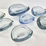 Set of 7 vintage Akva ashtrays by Per Lükten for Holmegaard 1950.