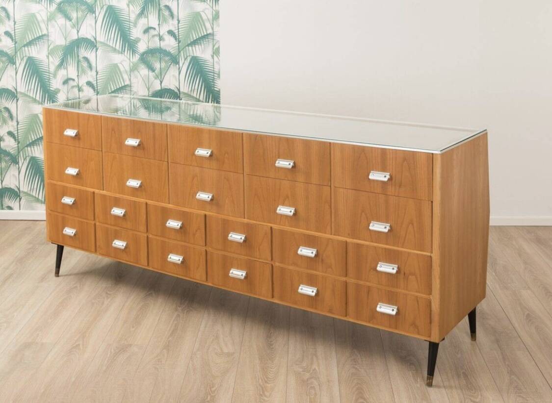 Vintage commercial counter in beech veneer 1950s