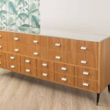 Vintage commercial counter in beech veneer 1950s