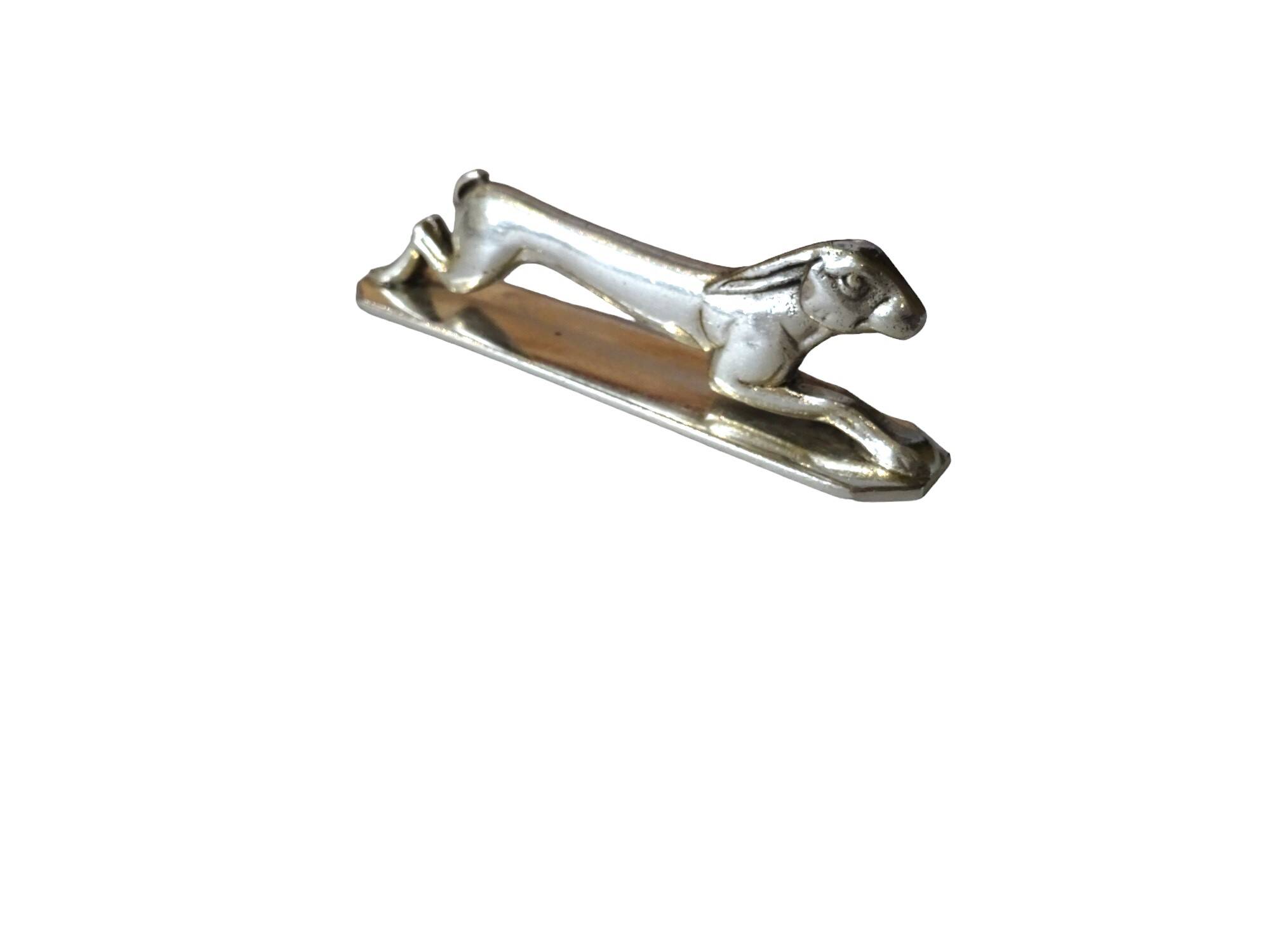 12 Art Deco animal knife holders in silvered bronze
