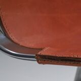 Set of 4 dining chairs in chrome and leather for Cidue Italy 1970