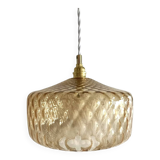 Gold-plated glass pendant light with diamonds