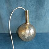 Suspension ball cracked glass tinted gold and brass 1970 diameter 15 cms
