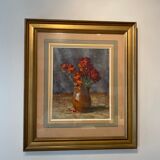 Tableau ancien, nature morte aux giroflées signée Abel Gay (1877-1961)