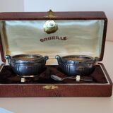 Pair of silver metal Orbrille salerons