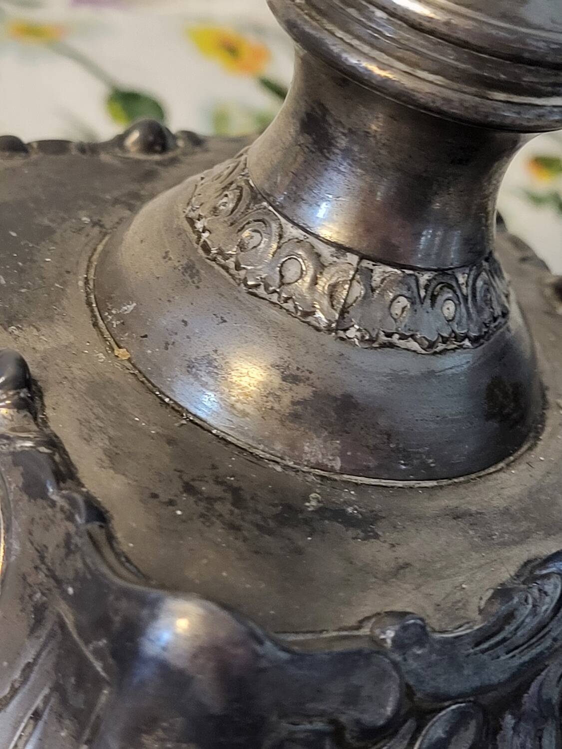 Silver metal candle holder