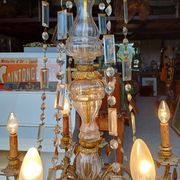 19th Bronze and Crystal Chandelier