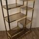 Etagère vintage en métal doré et verres 1970