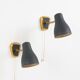Jacques biny (designer) - pair of adjustable wall lights in brass & metal