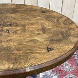 Guéridon anglais fin XIXème en placage de noyer, d'ébène et de buis