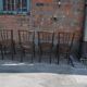 Set of 4 Thonet chairs in brown wood, 1930s bistro design, Art Nouveau curved backrest.