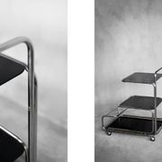Vintage Mid-Century German Modern Bauhaus Chrome & Glass Serving Trolley
