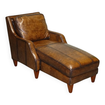 Chaise Longue en Cuir Teint à la Main