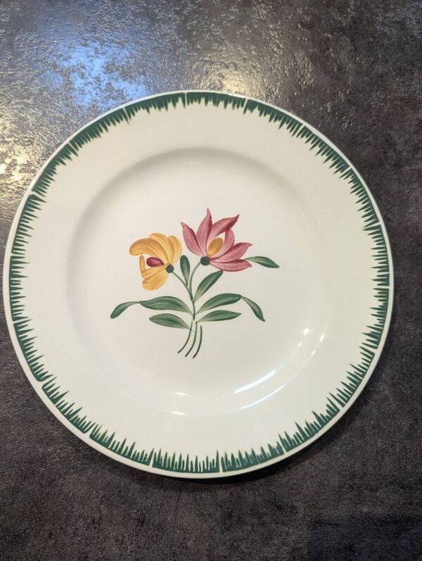 Lot 6 assiettes dessert anciennes Digoin Sarreguemines modèle Boby TBE