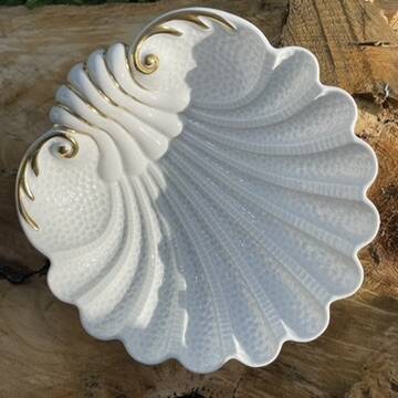 Service à dessert coquillage vintage  60s esprit Art Déco porcelaine Limoge