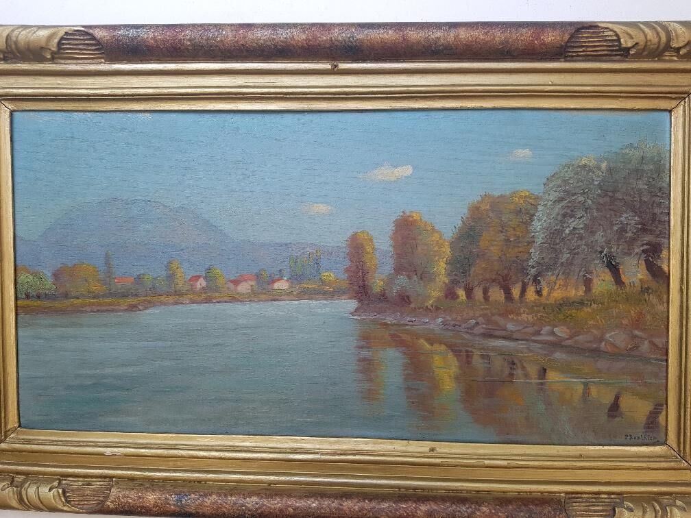 Landscape by Paul Berthier, oil on panel