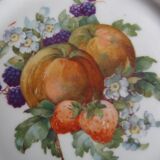 Set of 5 antique Limoges porcelain plates L.J.V with fruit decoration