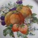 Set of 5 antique Limoges porcelain plates L.J.V with fruit decoration