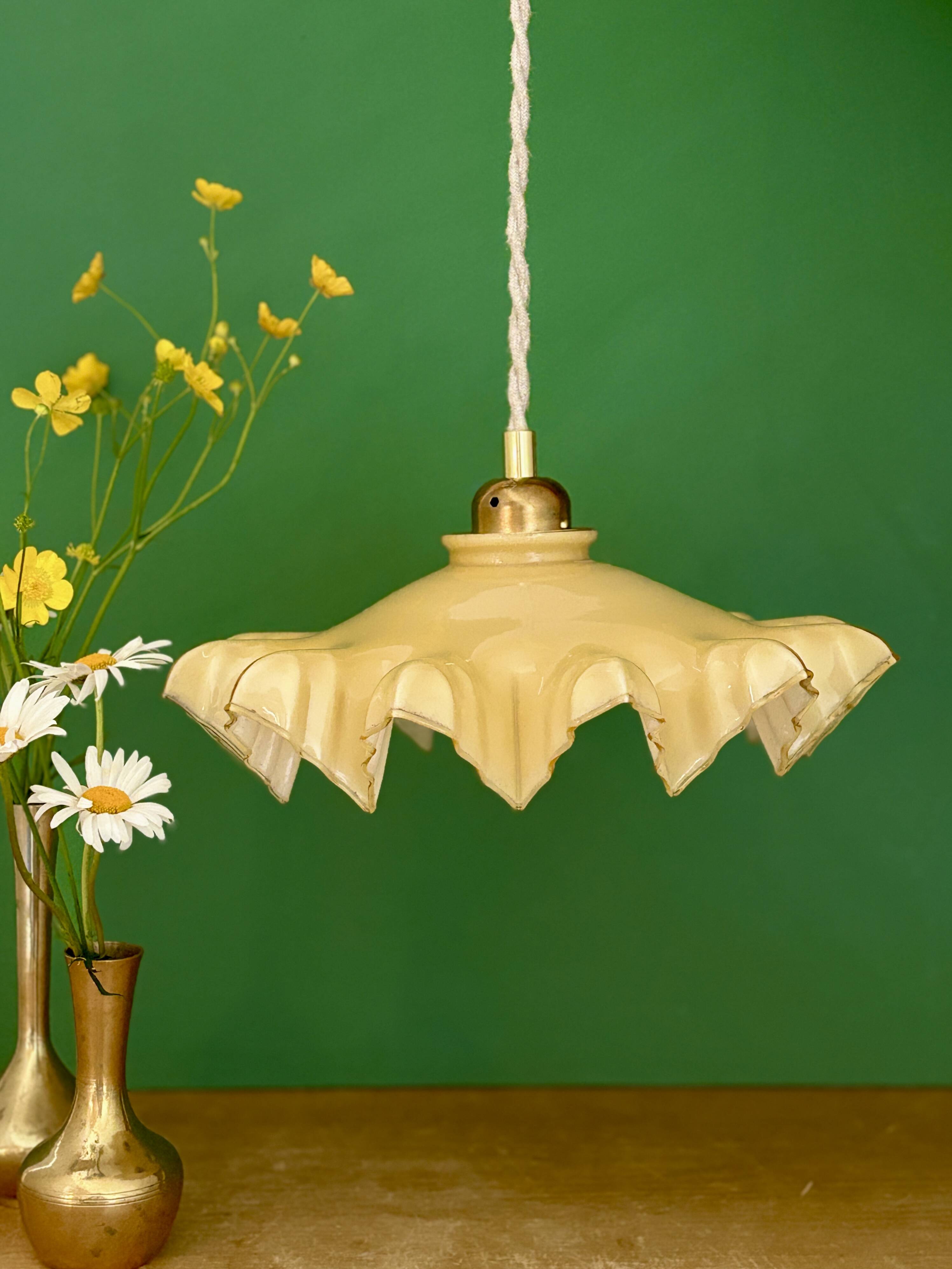 Vintage yellow opaline pendant light
