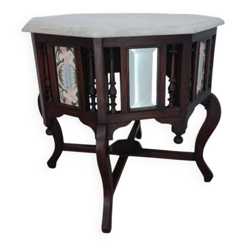 Colonial table in teak and ceramic