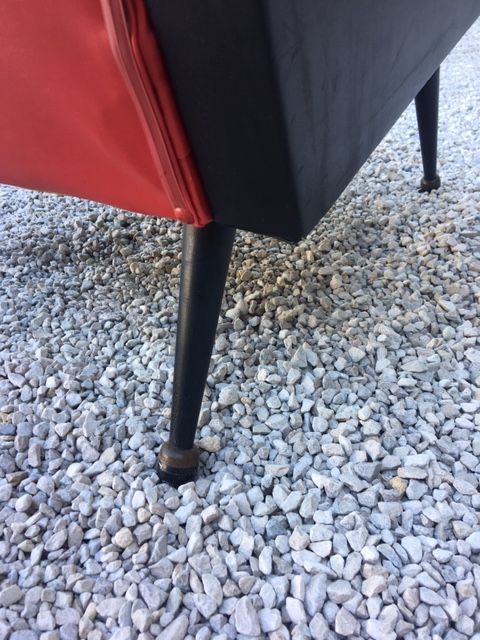 Vintage armchair in red and black skaï from the 1960s